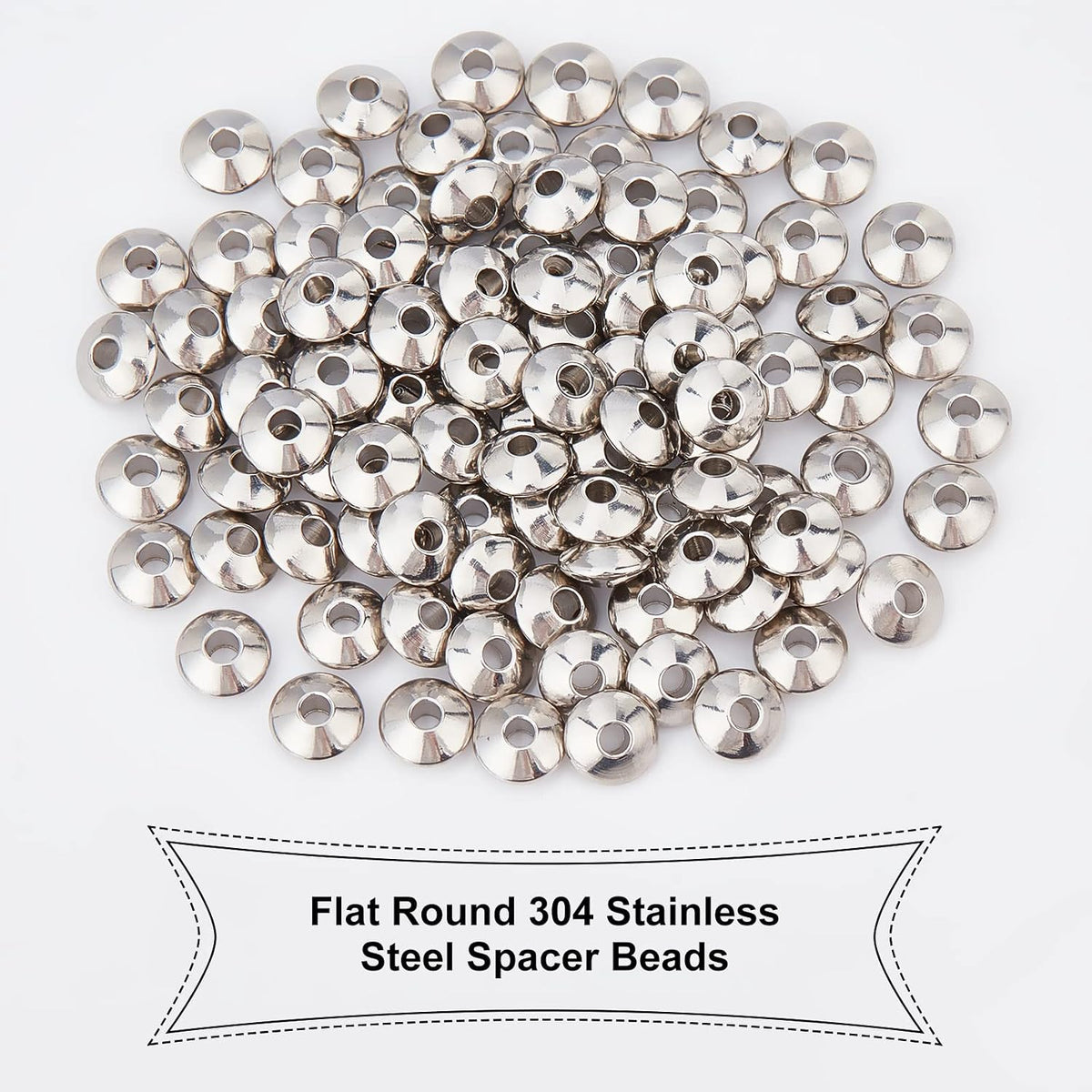 6 millimeter silver tone metal loose beads strung on a custom DIY bracelet