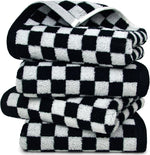 Jacquotha black and white checkered hand towels set of four front view