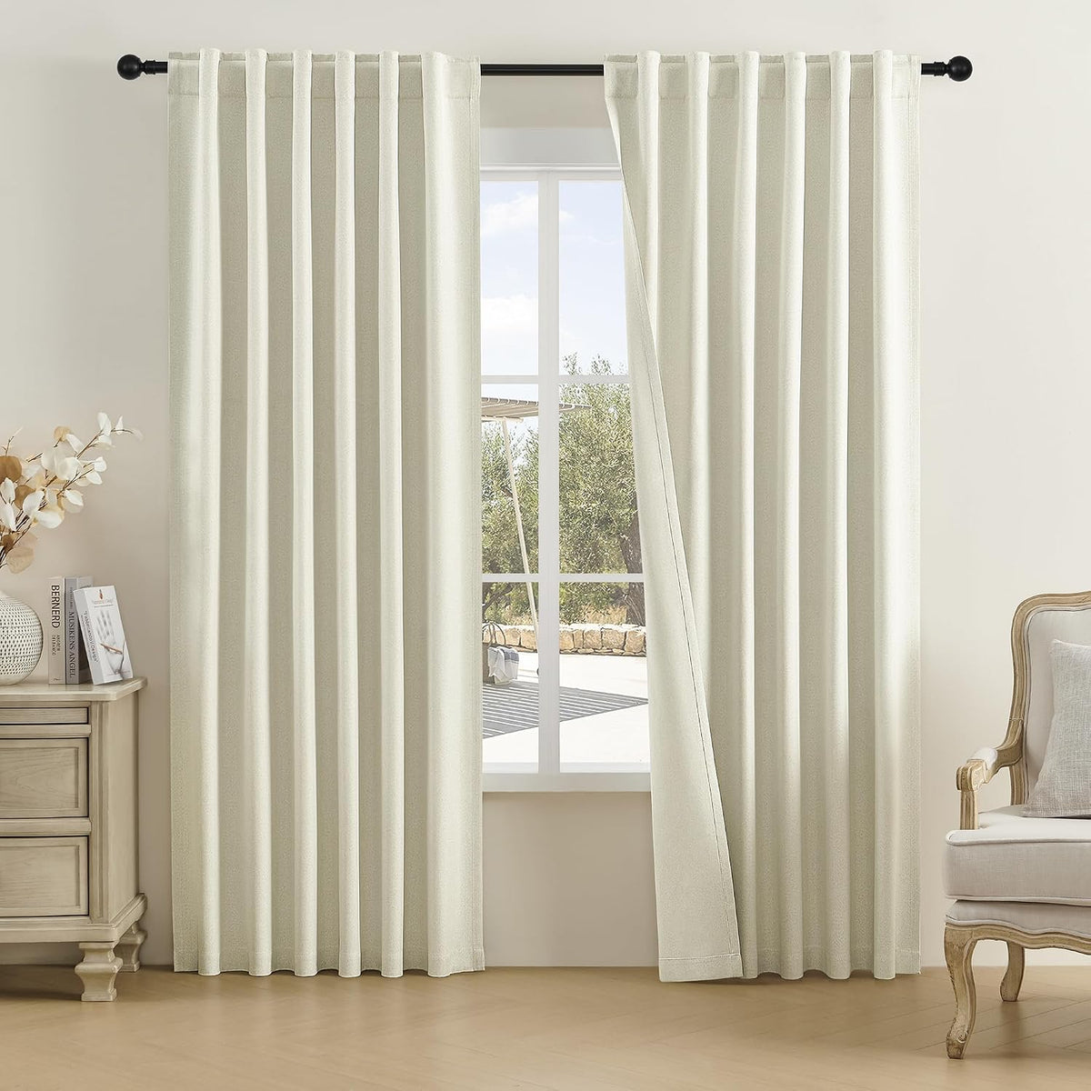 Brown Curtains 63 Inch Long 2 Panels Set-Back Tab and Rod Pocket Room Darkening Thermal Insulated Linen Textured Blackout Curtains Drapes?50" W x 63" L - Image 15