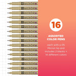 Sakura Pigma Micron assorted color pens aligned