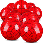 Hollowfly spider web themed beach ball pack front view showing red and blue design
