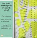 Missouri Star Quilt Co. Large Half Hexagon Template closeup of printed guidelines and markings.
