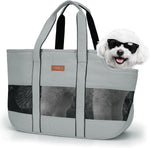 Lekereise dog purse carrier front view in gray