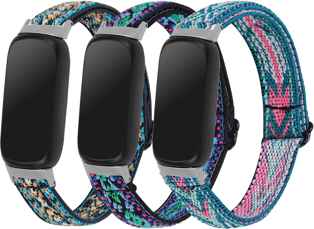 3PACKS Replacement Sport Bands Compatible with Fitbit Inspire 3 Band Nylon Elastic Quick Release Wristbands Breathable Straps Stretchy Loop Bracelet for Fitbit Inspire 3 Fitness Tracker Women Men - Image 9