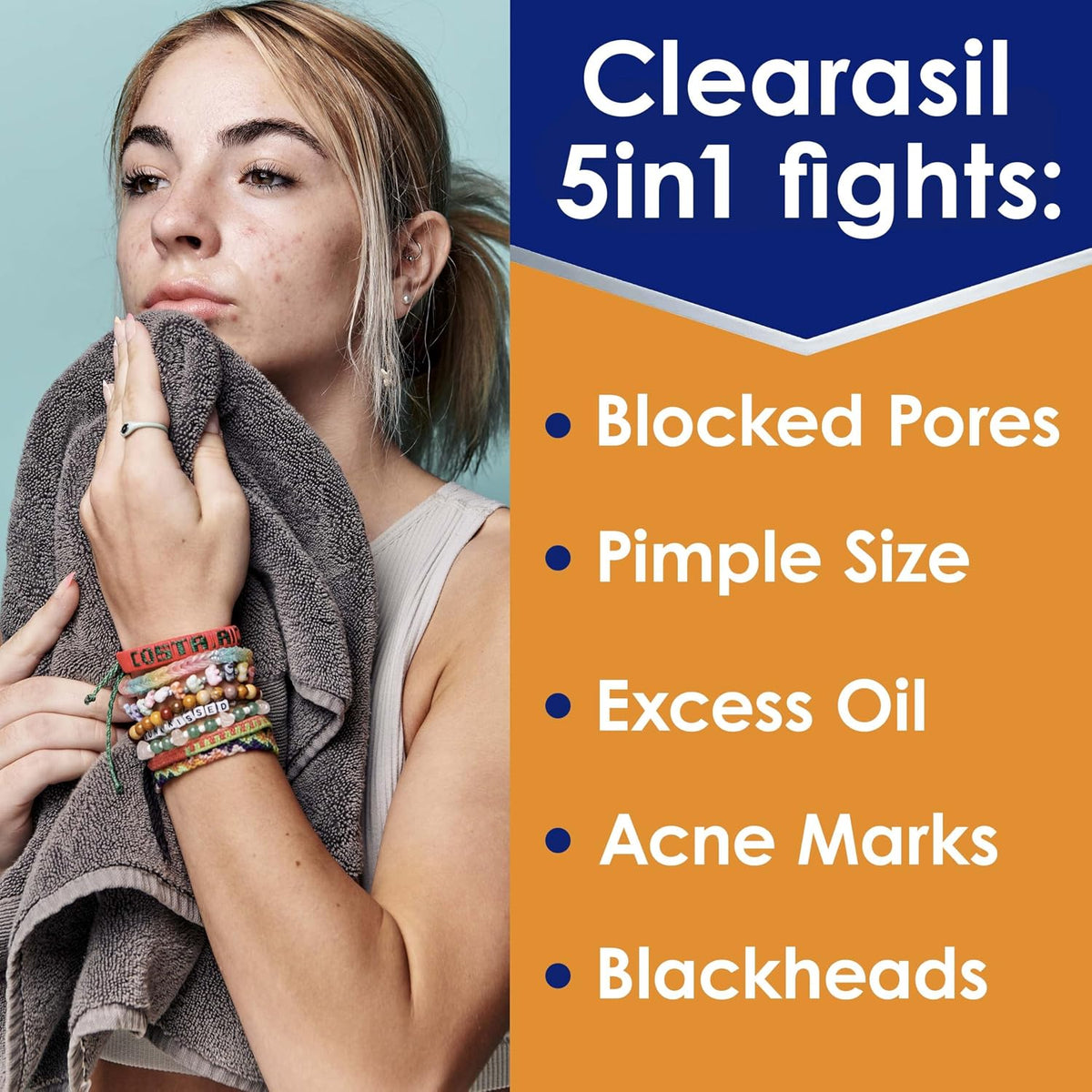 Clearasil 2 percent salicylic acid facial cleanser packaging angle
