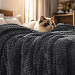 PHF Ultra Soft Flannel Fleece Throw Blanket, Lightweight 3D Jacquard Fleece Blanket, No Shedding, No Pilling, Luxury 340GSM Aesthetic Fluffy Cozy Throws for Couch Room Decor, 50"x60", Navy Blue - Image 13