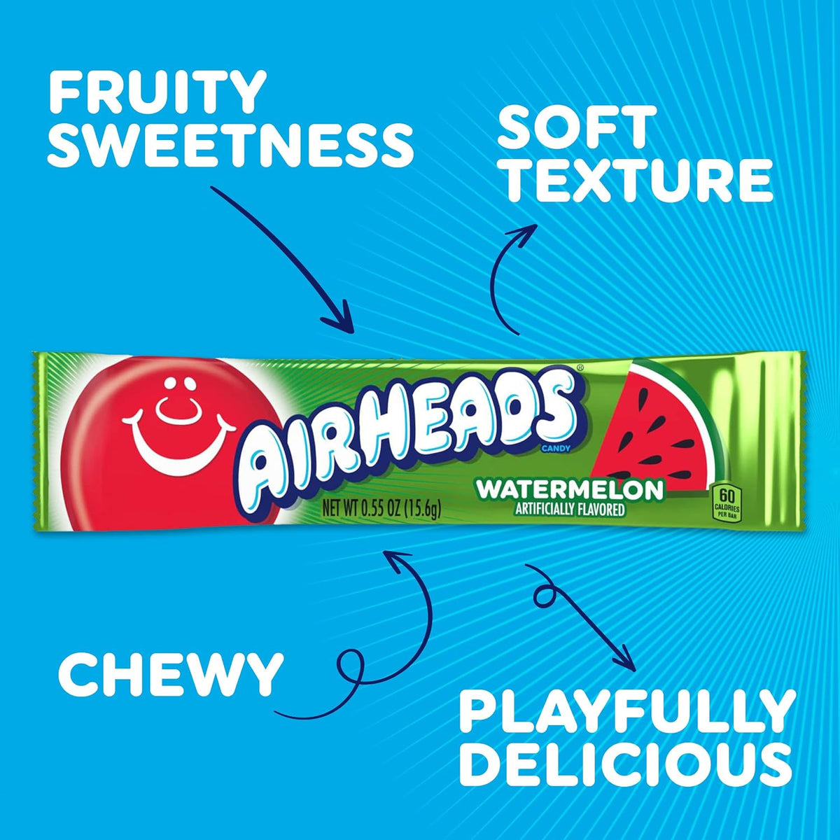 Airheads Watermelon bulk candy box showing 36 count individual packs