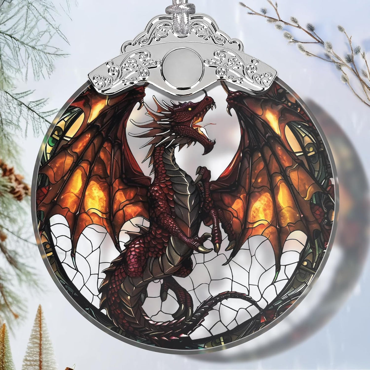 Stained Glass Suncatcher Ornament - Peacock Christmas Decorations - Christmas Ornaments for Tree - Holiday Present Ideas - Gift Exchange - Image 11
