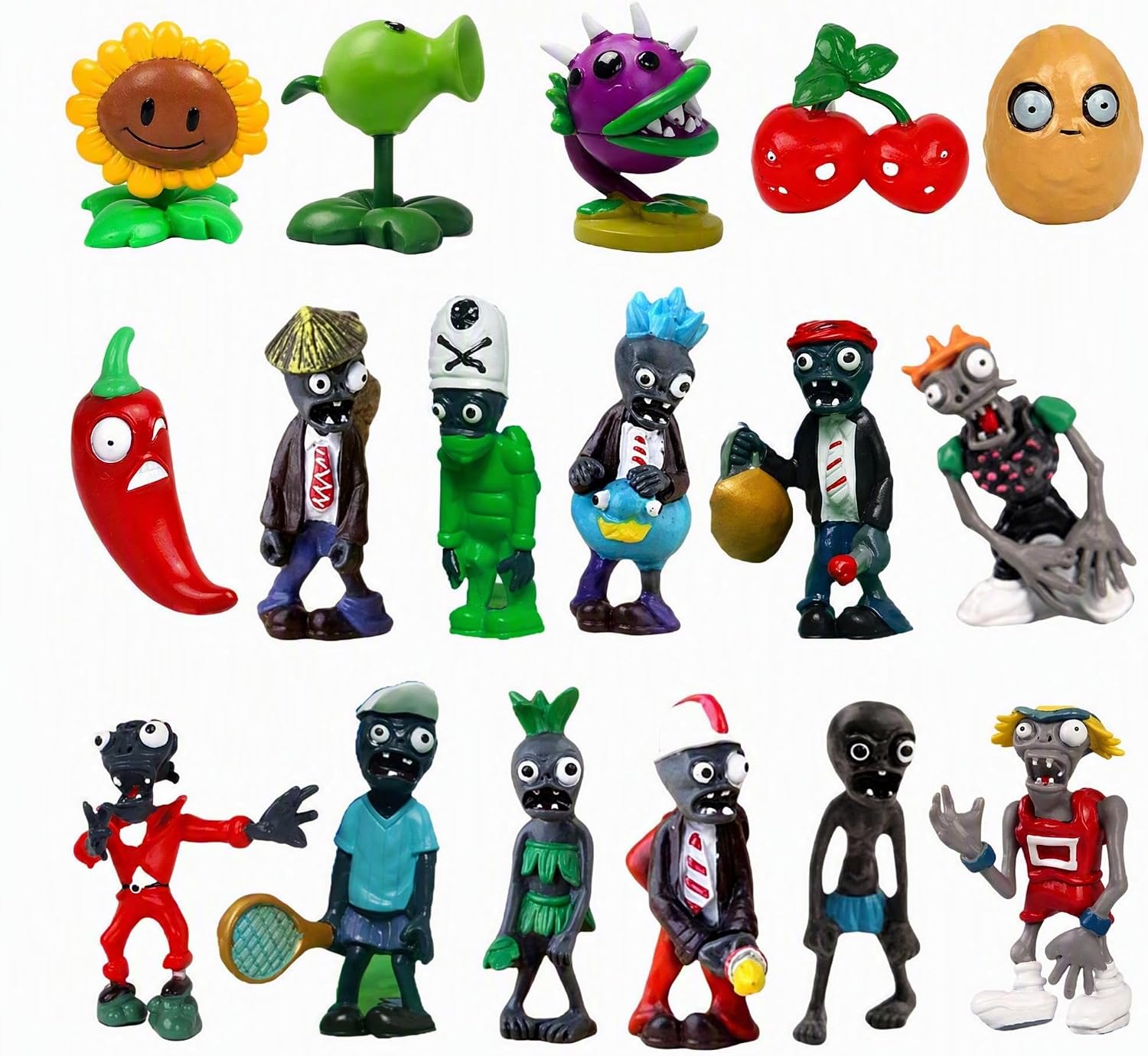 JHESAO 17PCS Plants PVZ Toys Set Figurines Zombies Cupcake Series PVZ Plush PVC Toys New, Great Gifts for Kids and Fans, Birthday and Party - Image 1