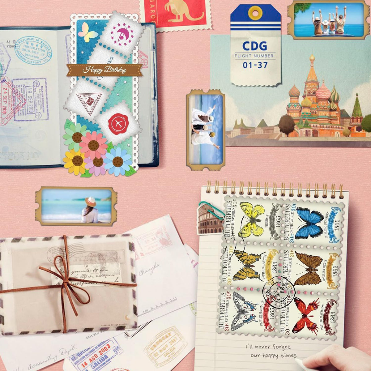Finished handmade greeting card created with stamp frame dies