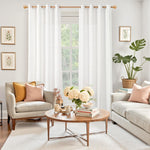 YoungsTex textured linen window drapes hanging in a modern living room