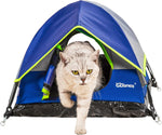GDanes blue cat tent front view with zipper door