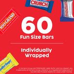 Individually wrapped Crunch and Baby Ruth fun size bars close up.