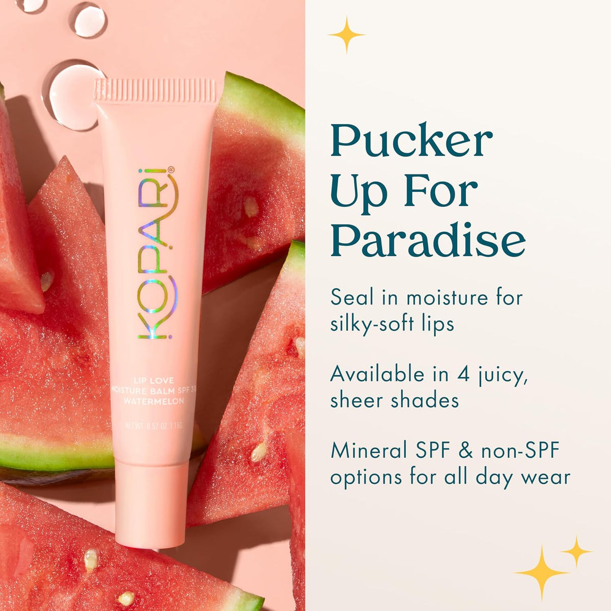 Kopari SPF 30 lip sunscreen open tube display