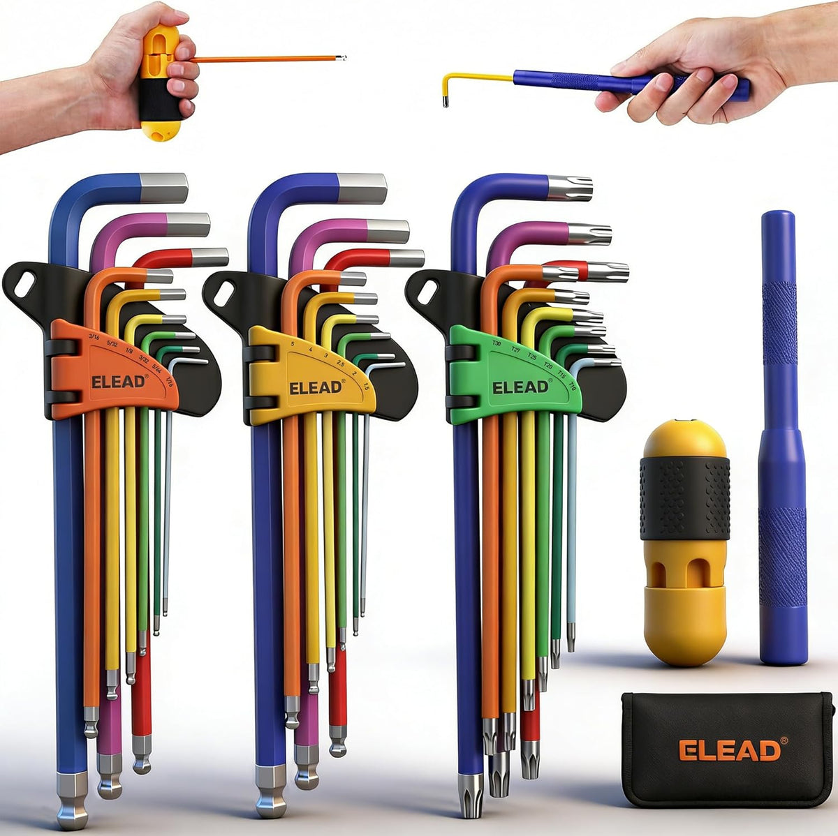 31-Piece Hex Key Set - Allen Wrench Set, SAE and Metric Allen Keys MM(0.7mm-10mm) SAE(0.028"-3/8) Heat-Treated, Torque Handle, High Leverage, Long & Short Keys, Easy Organization - Image 12