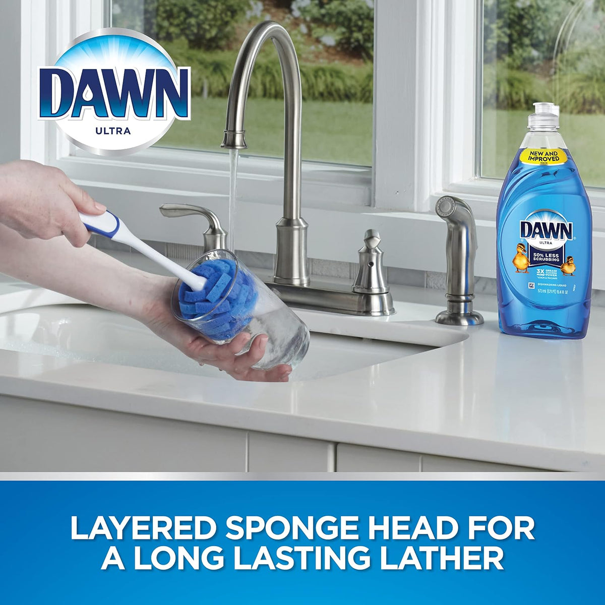 Dawn dish cleaning brush showing blue sponge head