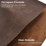 Crazy horse oil tan brown leather sheet showing vintage texture