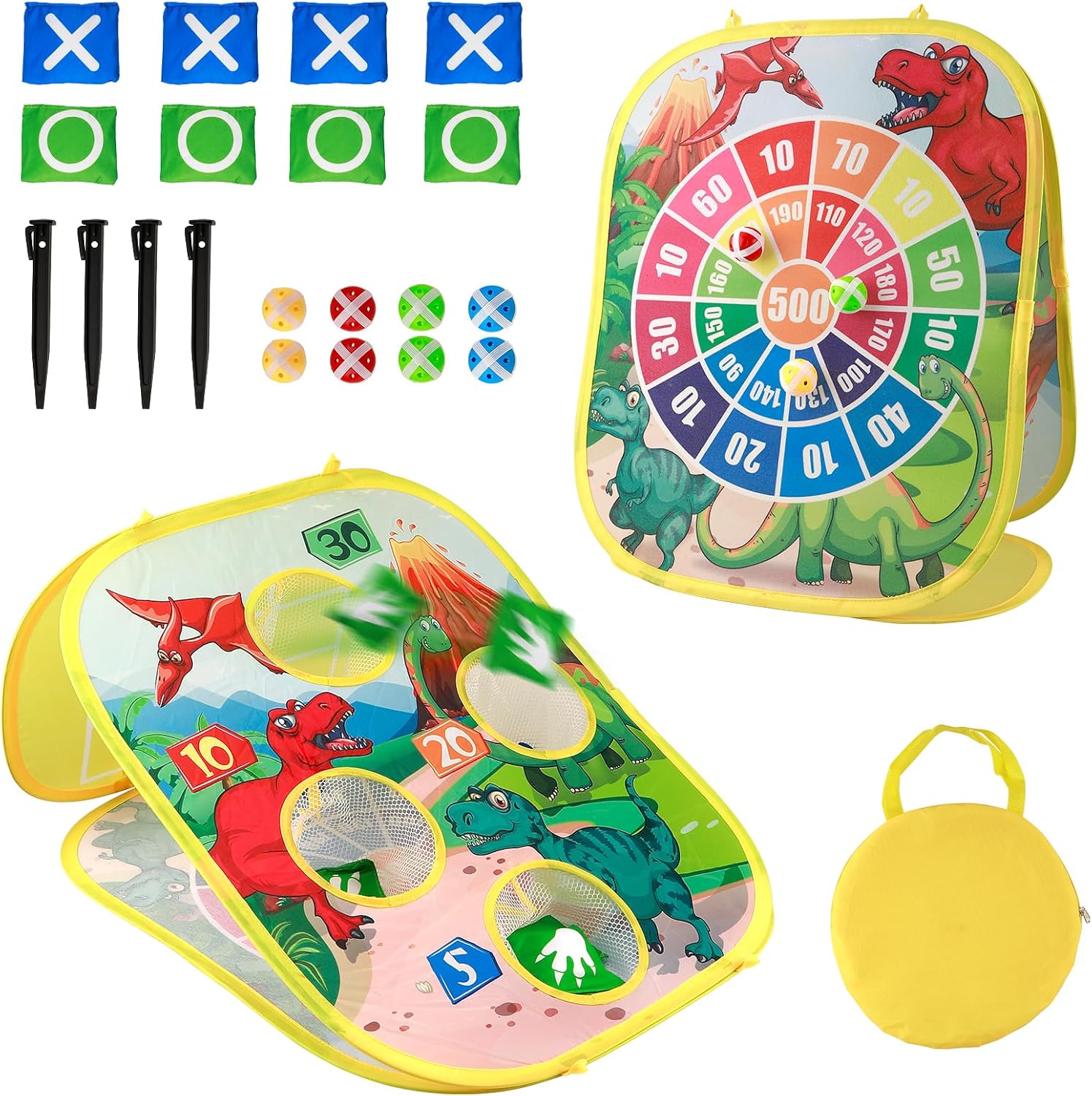 Toyk dinosaur bean bag toss game set front view