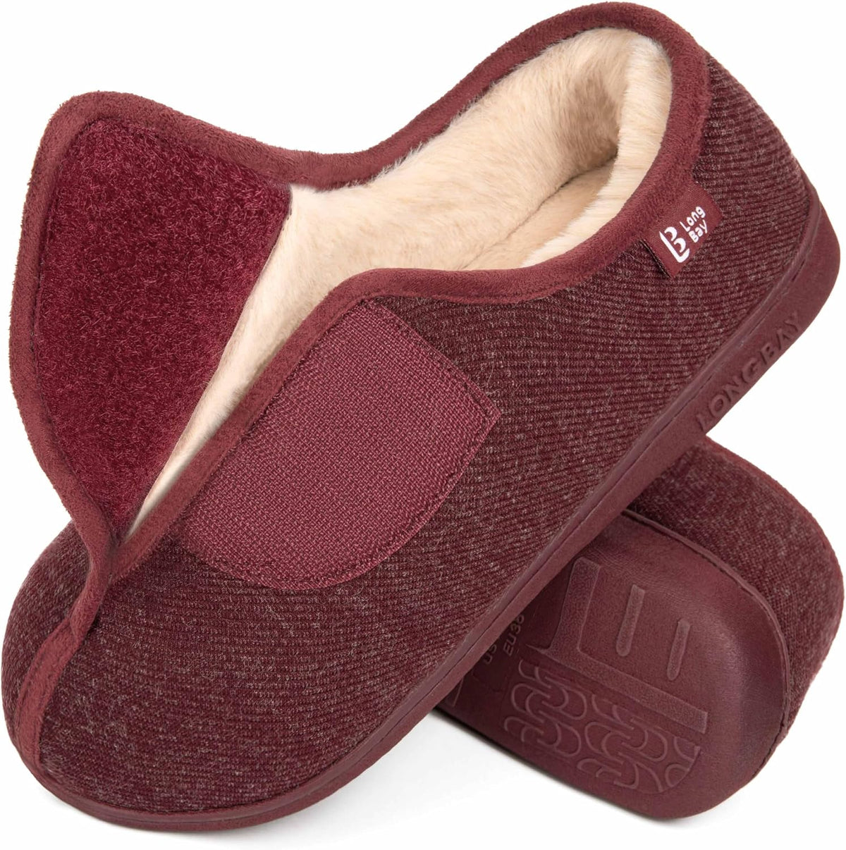 LongBay neuropathy slippers worn on foot for fit