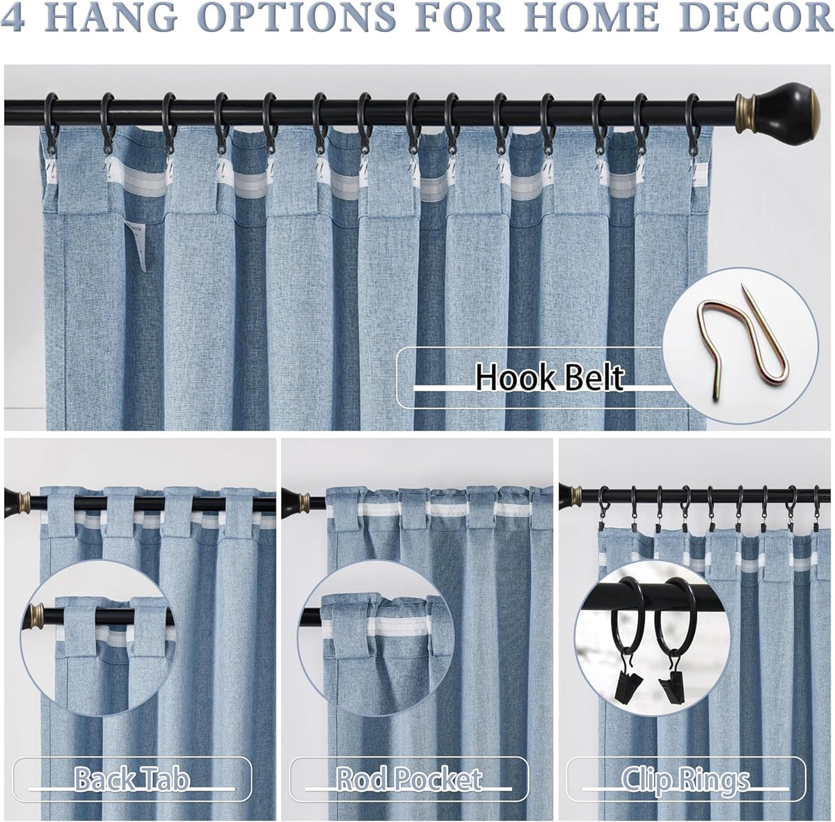 DUALIFE thermal insulated window curtain panel set in bedroom