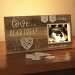 EURSET LED Illuminated Baby Sonogram Picture Frame front view showcasing the light up ultrasound photo slot and wooden countdown numbers.