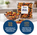 Fusion Sweets honey and almond candy pouch back view with ingredients