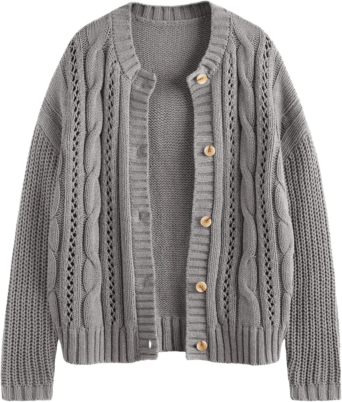 LILLUSORY Women Cable Knit Cardigan Sweaters Cotton Button Up Chunky Outfit | Crochet, Open Front, Cozy Knit, Oversized, Trendy Fall Outfits, Winter Clothes, 2026 Outerwear - Image 10