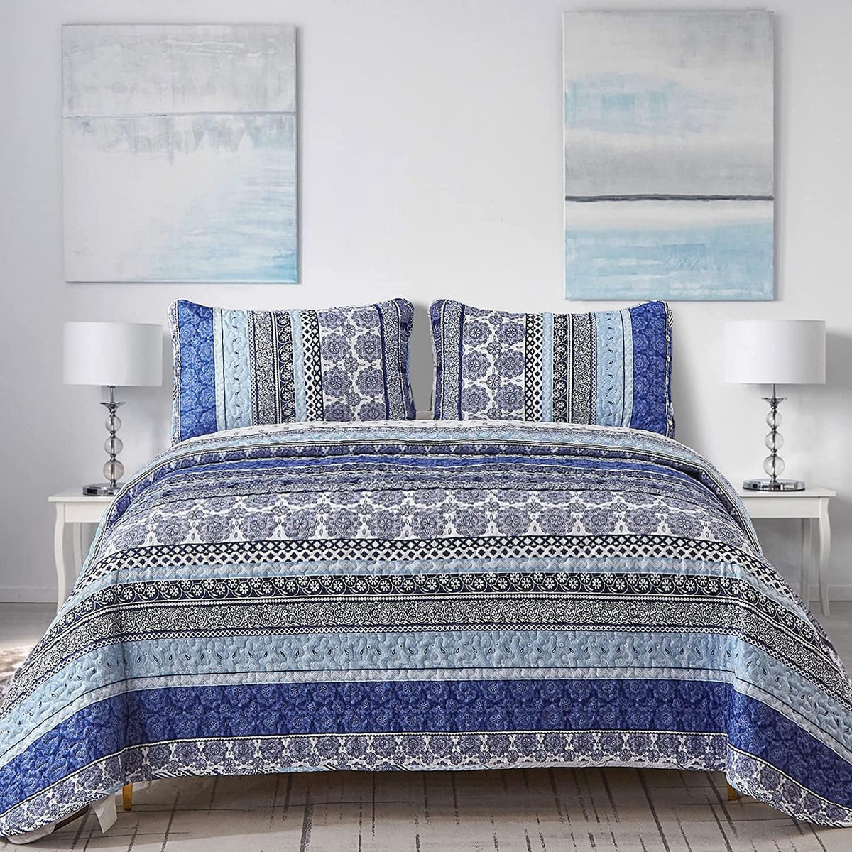 WONGS BEDDING Boho Quilt Set King Size, Brown Bohemian 3 Pieces Quilt Sets, Lightweight Summer Bedspread Coverlet Bedding Set for All Season (104""x90""), YS01AC080714K3U-A - Image 10