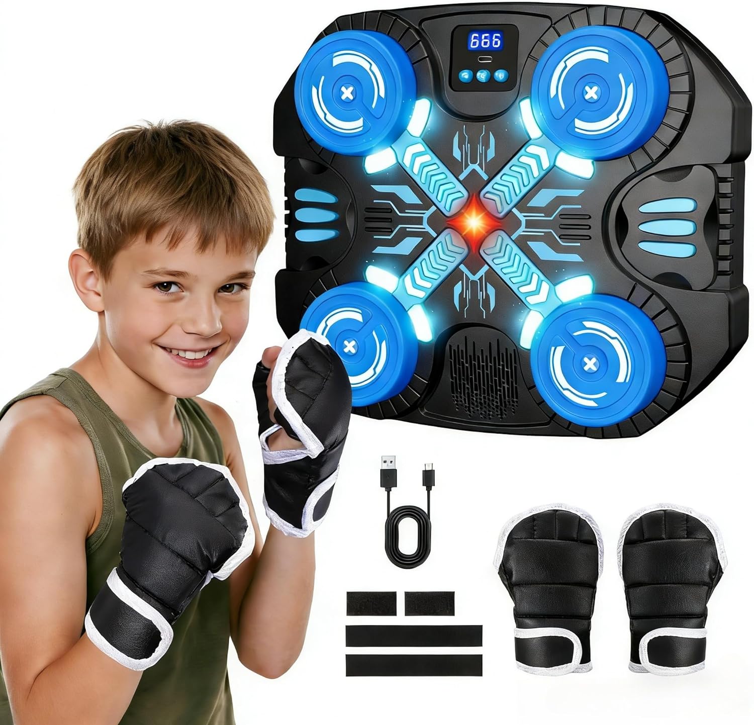 Faentwc musical boxing machine for kids front view