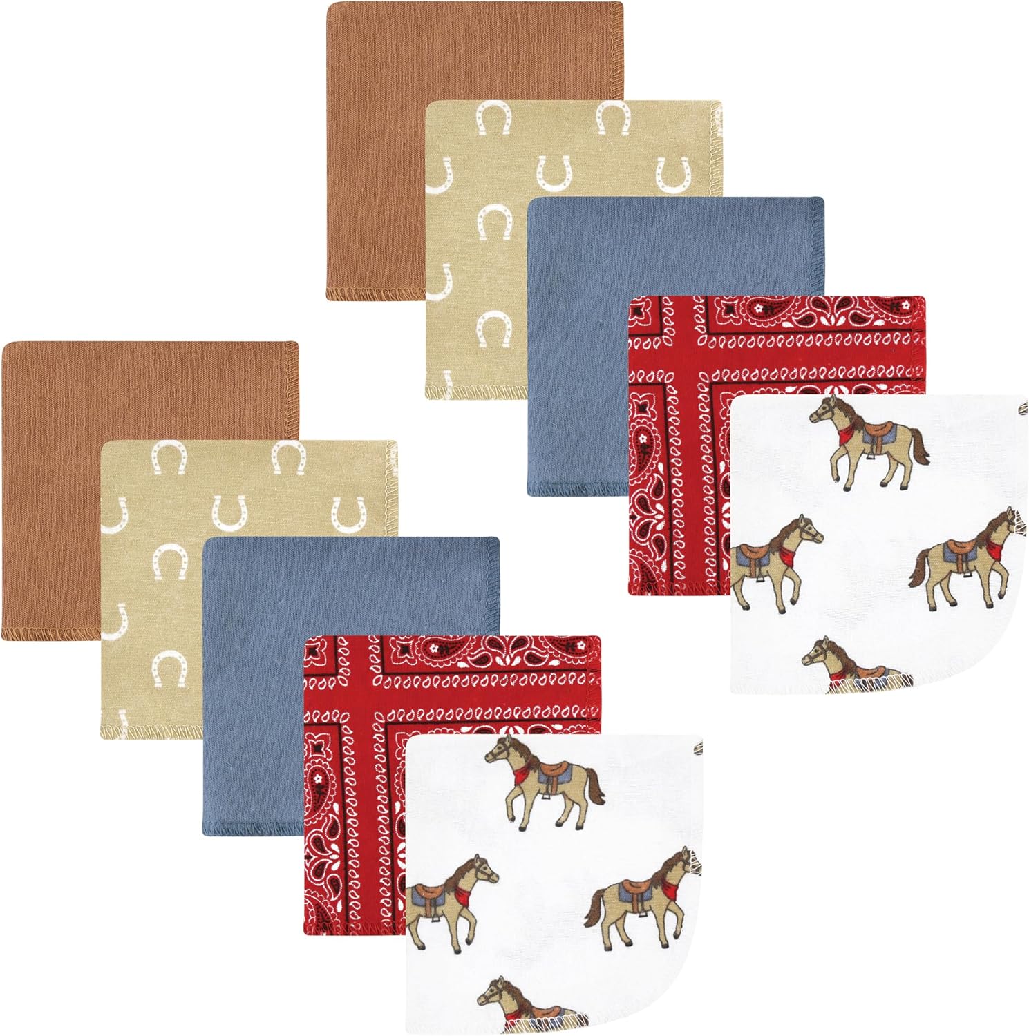 Hudson Baby Unisex Cowboy washcloths 10 pack front view