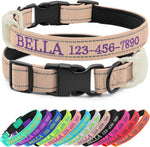 Personalized Dog Collar with Embroidered Name and Phone, Nylon Collar for Dog with Silicone Holder for AirTag, Neoprene Lining, Plastic Quick-Release Buckle (Pink) - Image 12