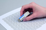 Tombow dual-ended eraser showing protective blue and white sleeve