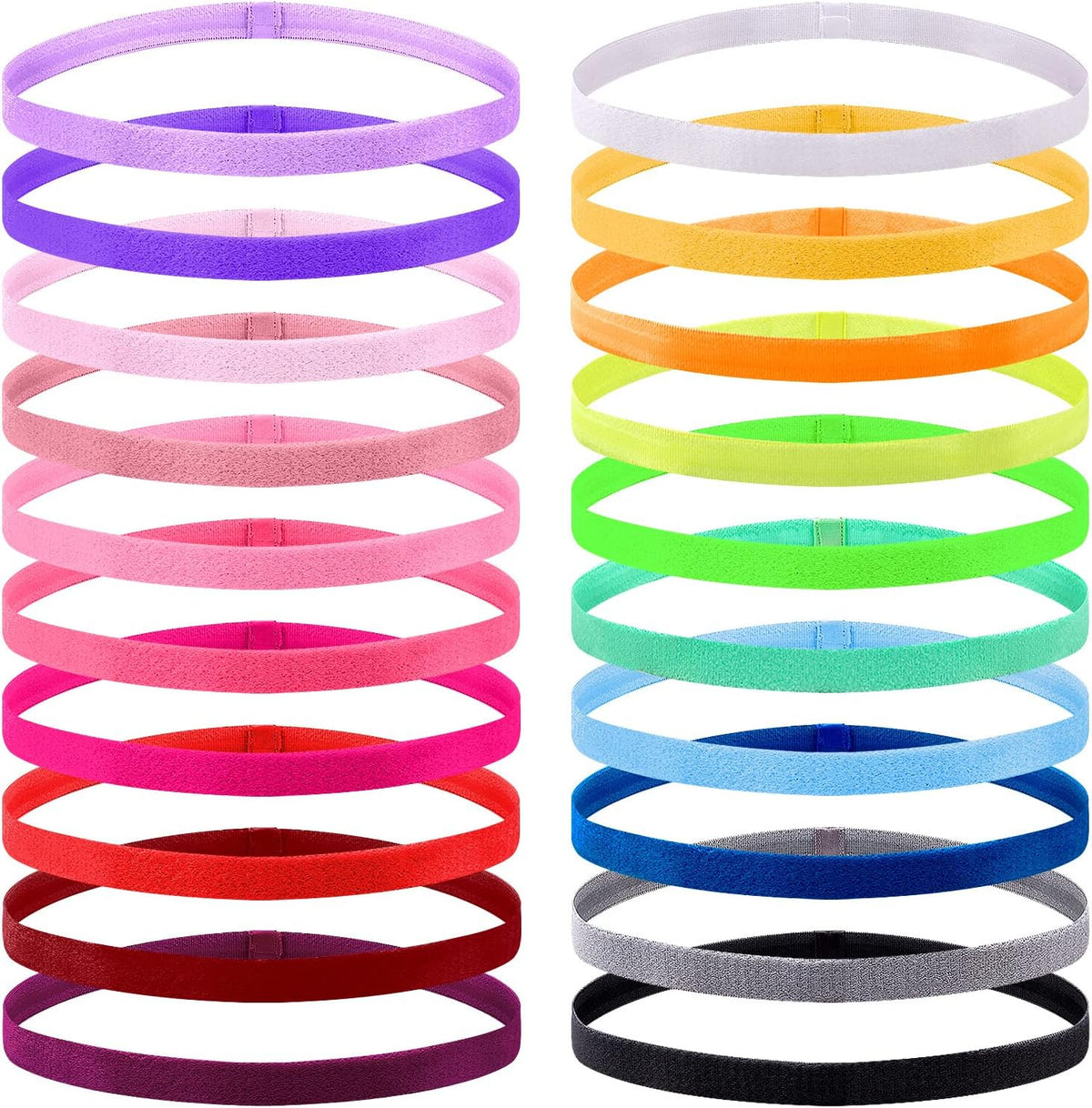 Duufin 20 Pcs Elastic Headbands Non Slip Grip Thin Sport Elastic Headband | for Women Men Girls Colorful Workout Headbands, 20 Colors - Image 12