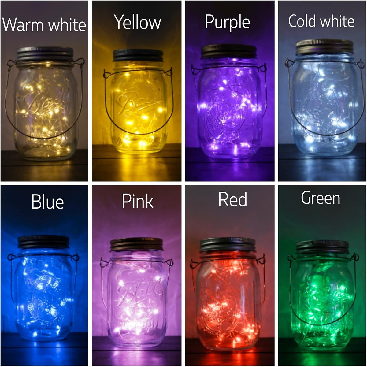 Cynzia 8 pack solar mason jar lids package overview
