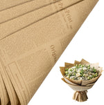 LeZakaa Kraft Newsprint Flower Wrapping Paper front view showcasing the vintage brown font newspaper design.