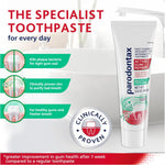 Close up of Parodontax Breath Cleanse Technology logo on the premium toothpaste carton