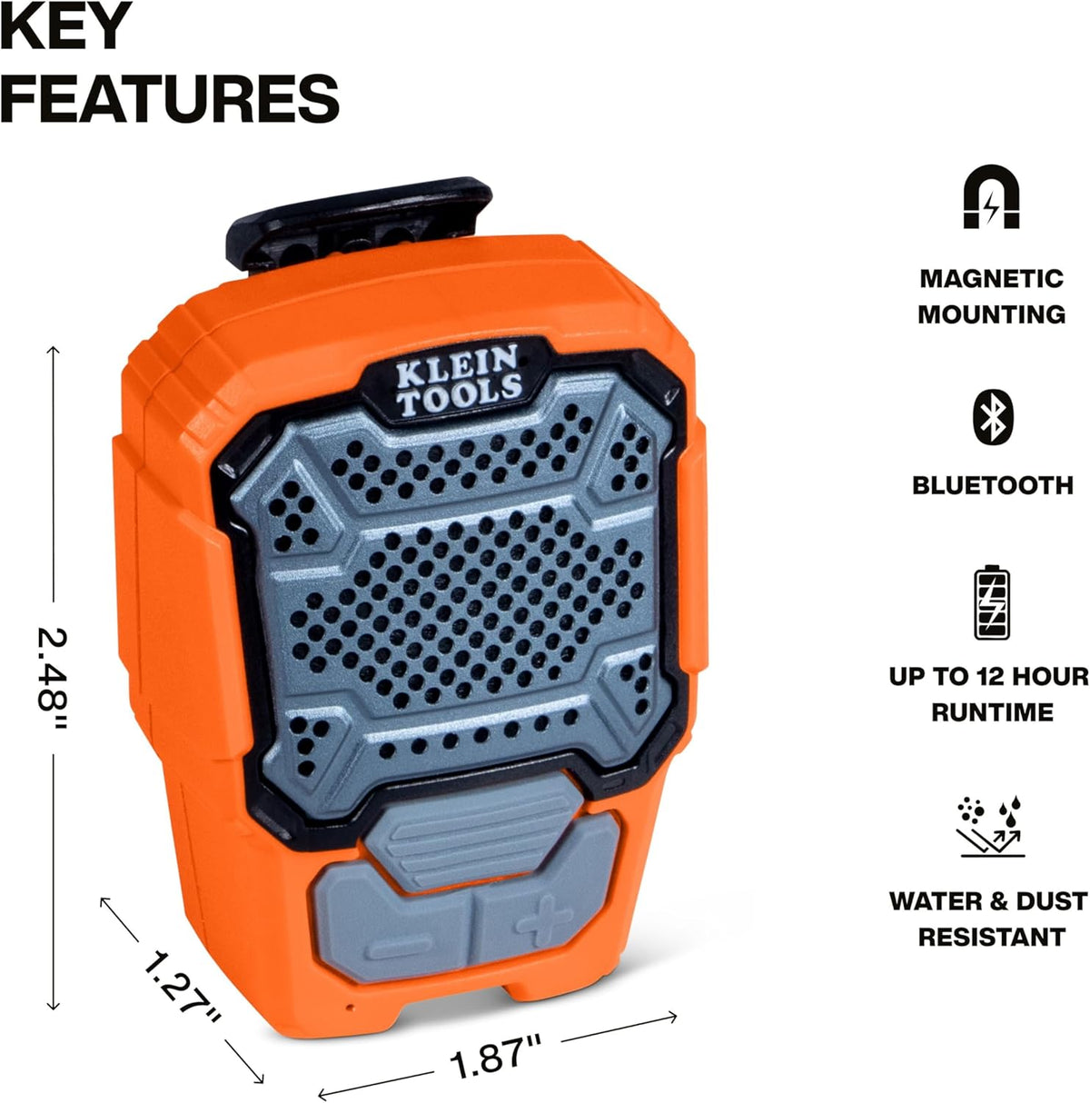 Klein Tools AEPWS1 speaker magnetic clip mount detail