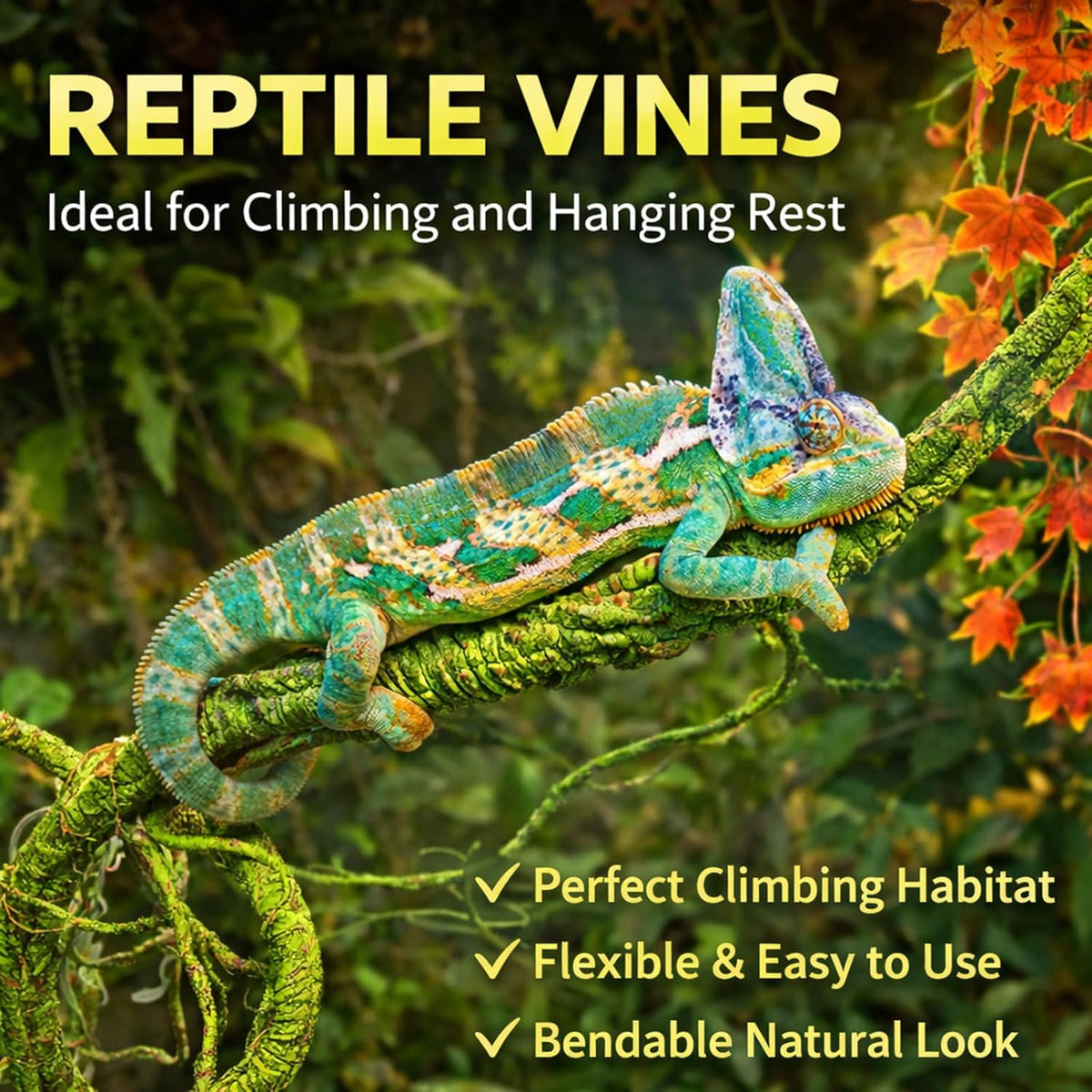 Bendable wire-core reptile vine close up detail