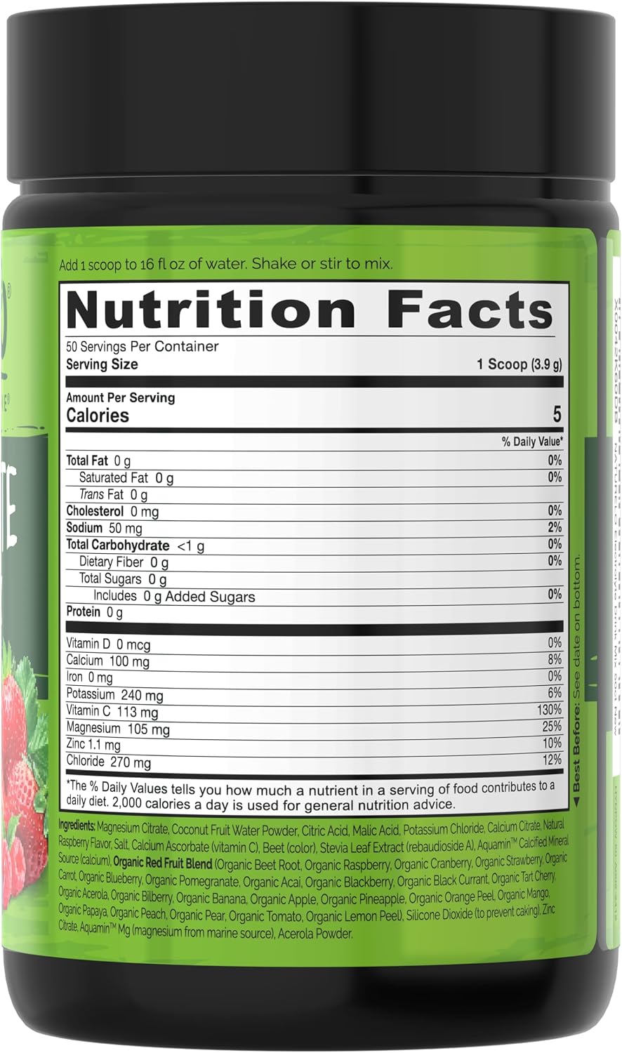 Naturelo hydration mix container side profile