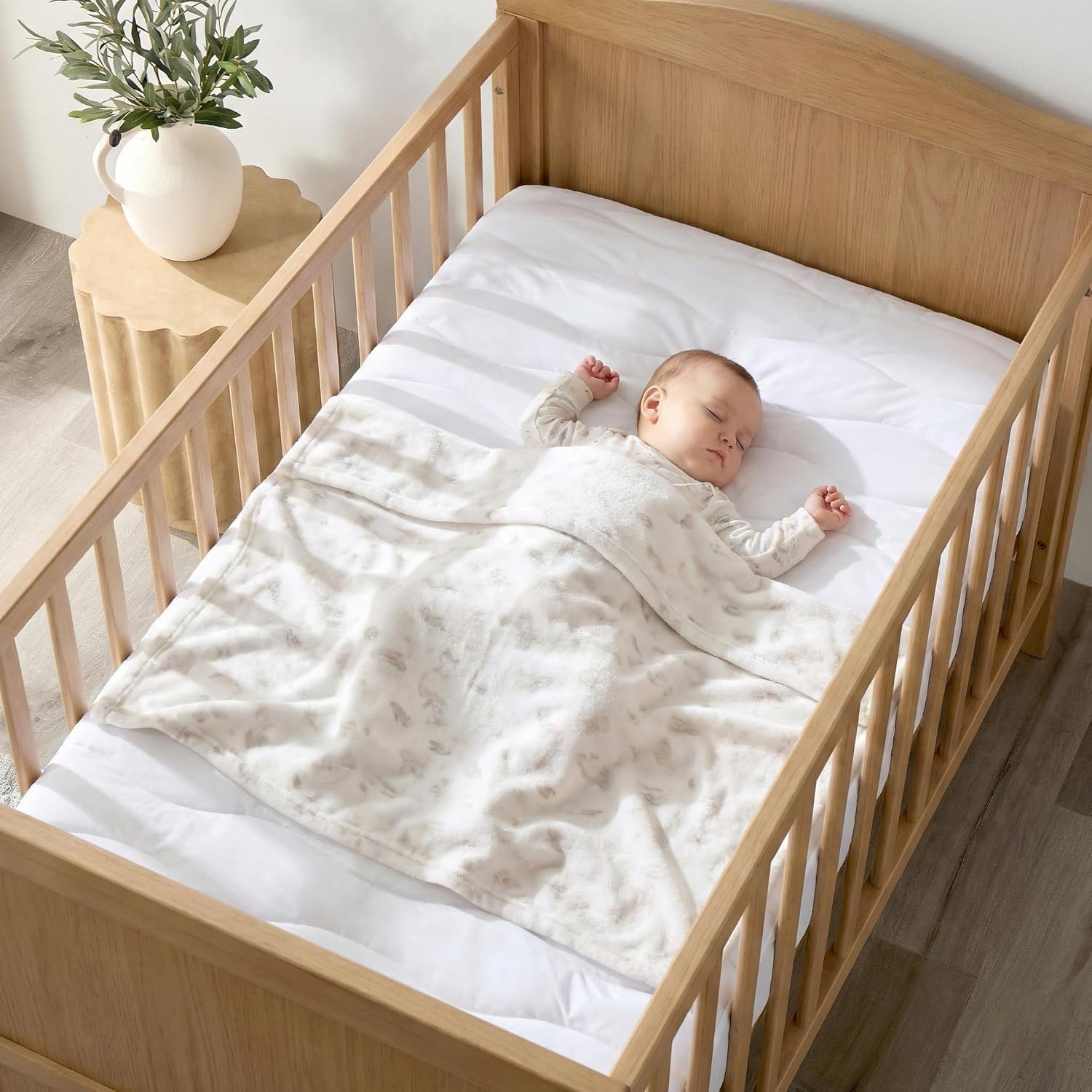 Soft and lofty premium waterproof crib mattress protector front view