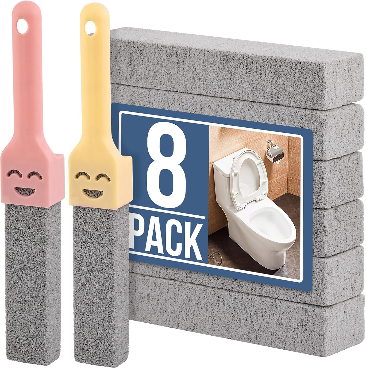Navona Pumice Stone Scouring Sticks 8 pack front view for toilet cleaning