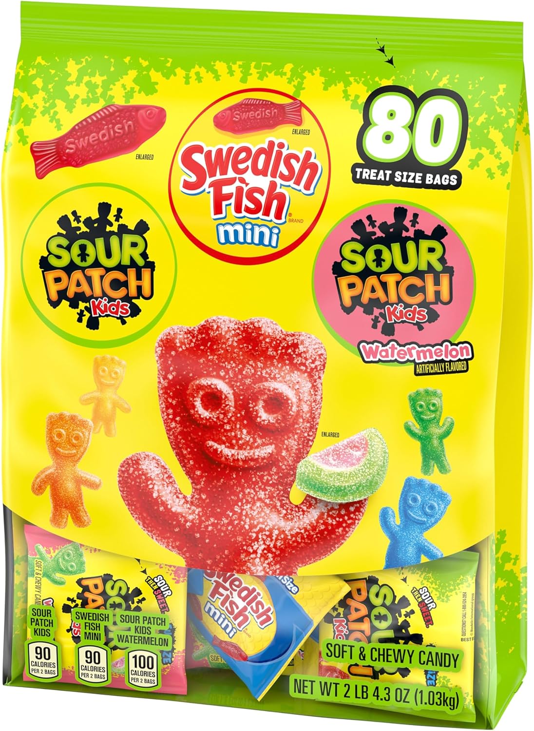 SOUR PATCH KIDS and SWEDISH FISH Mini Soft & Chewy Gummy Candy Variety Pack, Bulk Candy, 80 Treat-Size Snack Packs - Image 11