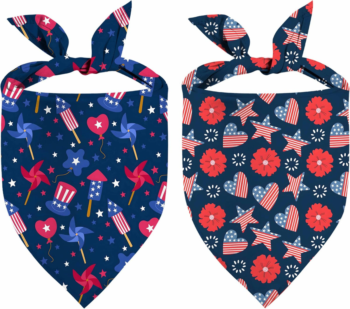 Jzweixia patriotic dog bandana 2 pack front view
