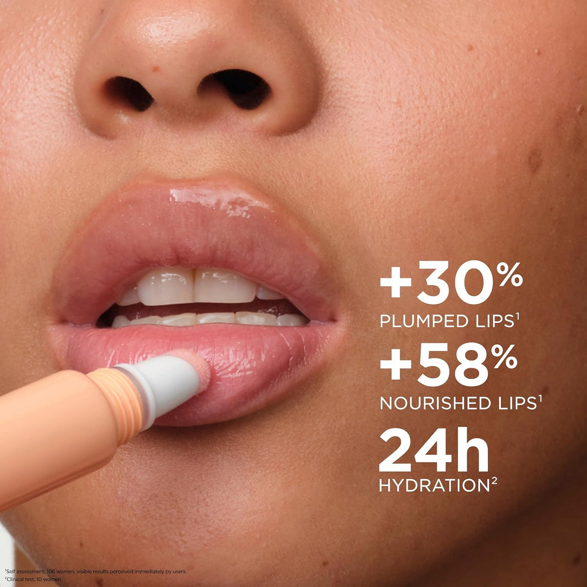 Clarins Lip Perfector swatch showing sheer shimmer finish