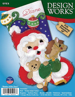 Close-up of the pre-stamped felt components and colorful sequins included in the craft set.