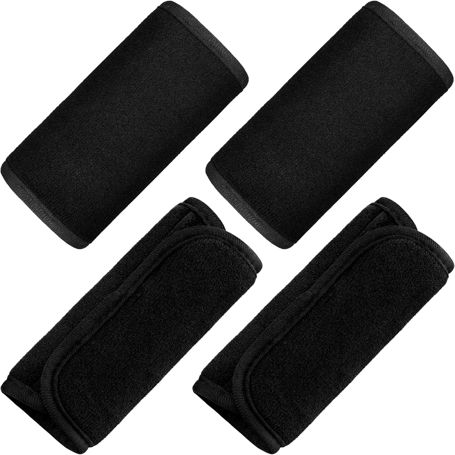 Riakrum 4 pieces baby car seat belt covers in black front view