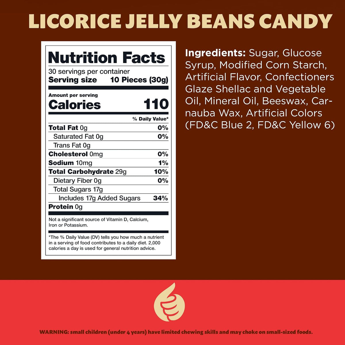 Glossy black anise flavored jelly beans piled in a glass jar