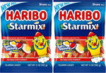 Haribo original gummy bears packaging showing the distinct clear pineapple and red raspberry flavors.