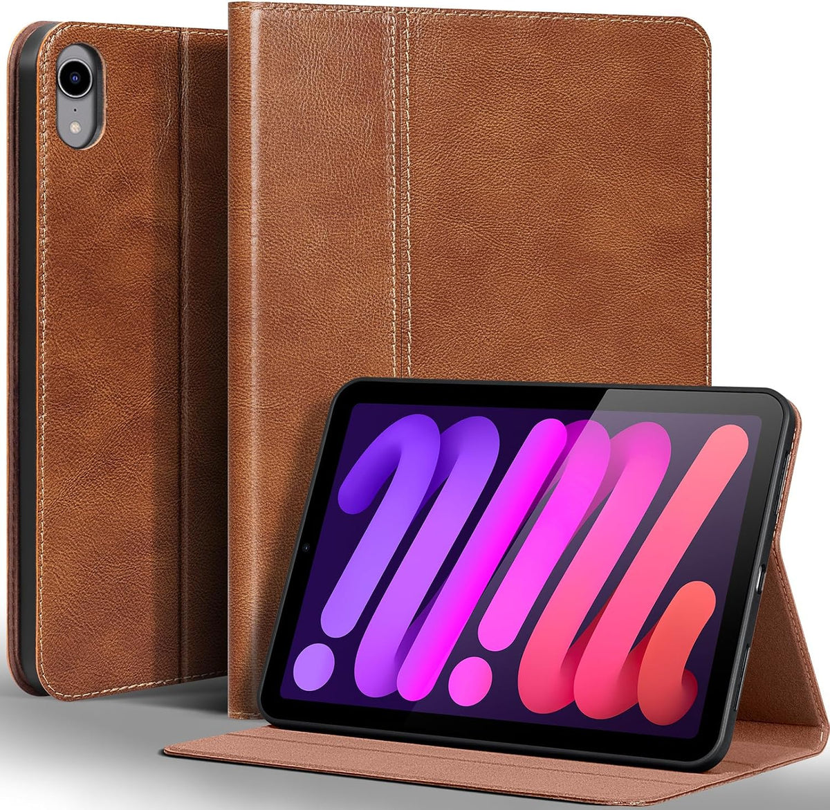 Gexmil Leather Case for iPad mini 7 A17 Pro/iPad mini 6 Gen 8.3 Inch | Genuine Leather Cover for iPad Mini 2024/2021,Protective Smart Folio,Auto Sleep/Wake,Anti Slip,Butterfly Gray - Image 14