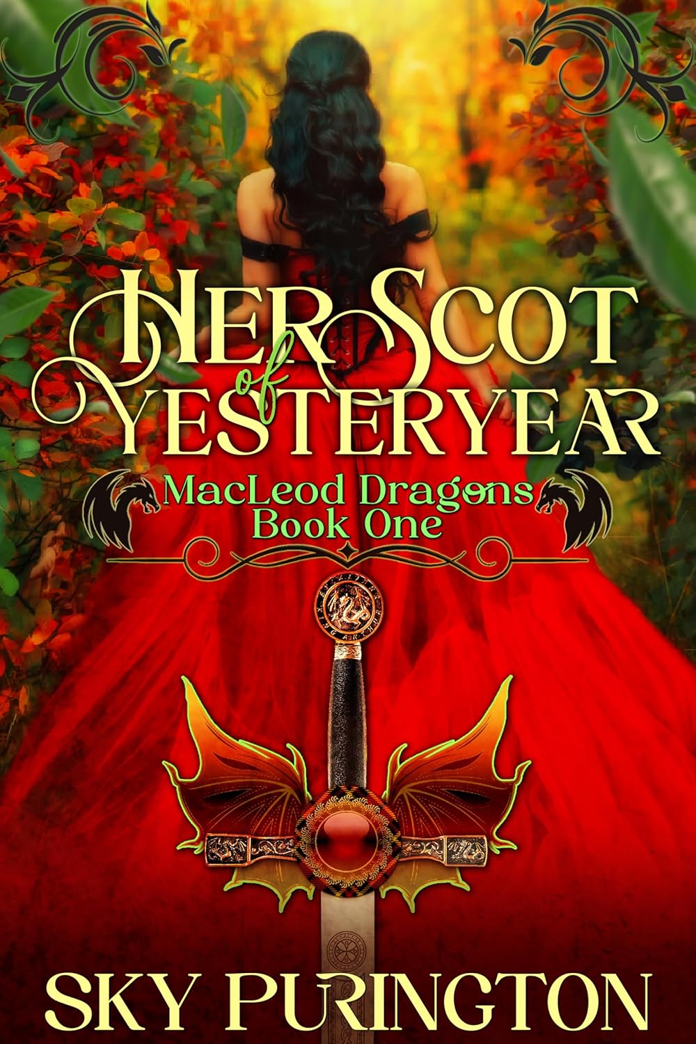 Sky Purington Her Scot of Yesteryear book front cover featuring Scottish paranormal romance theme.
